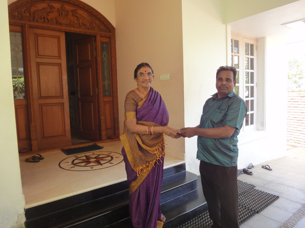 Mother of trustee, on behalf of Sriram Charitable Trust, provided educational aid to Ezhumalai’s (a security guard by profession) children’s school annual fees.