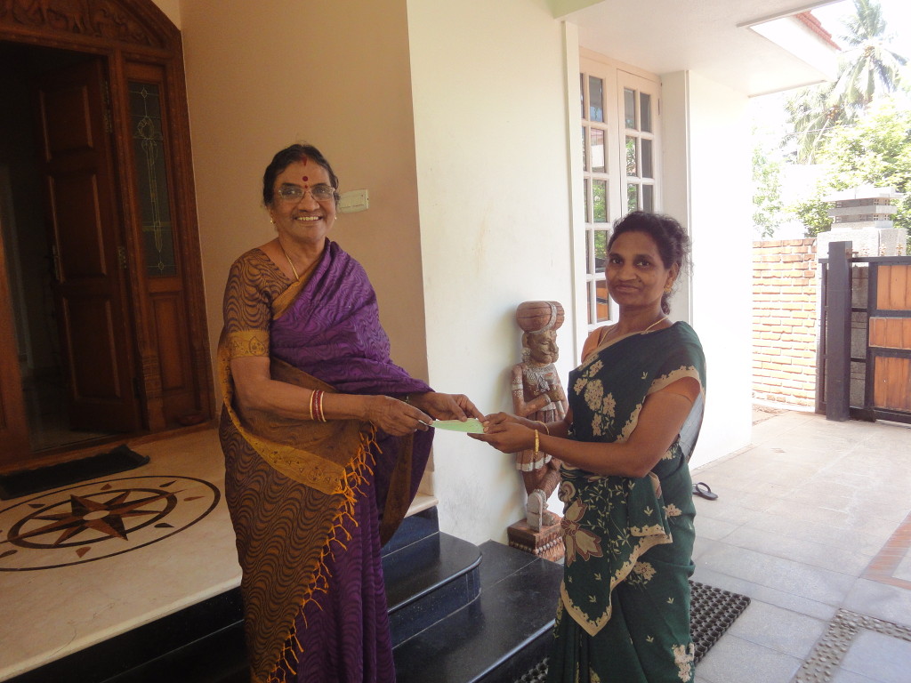 Mother of trustee, on behalf of Sriram Charitable Trust, provided educational aid to Anusuya’s (a hearing-impaired woman) children’s college annual fees. 