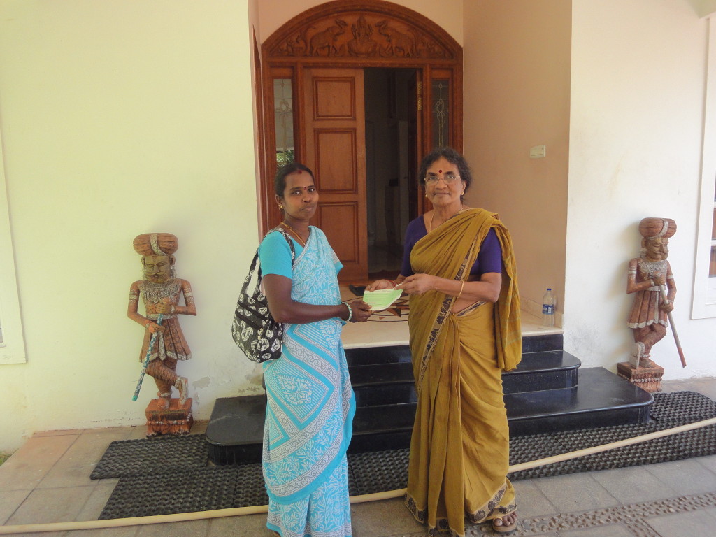 Mother of trustee, on behalf of Sriram Charitable Trust, has provided educational aid to Velvizhi’s (a poor woman from rural background) daughter’s college annual fees.