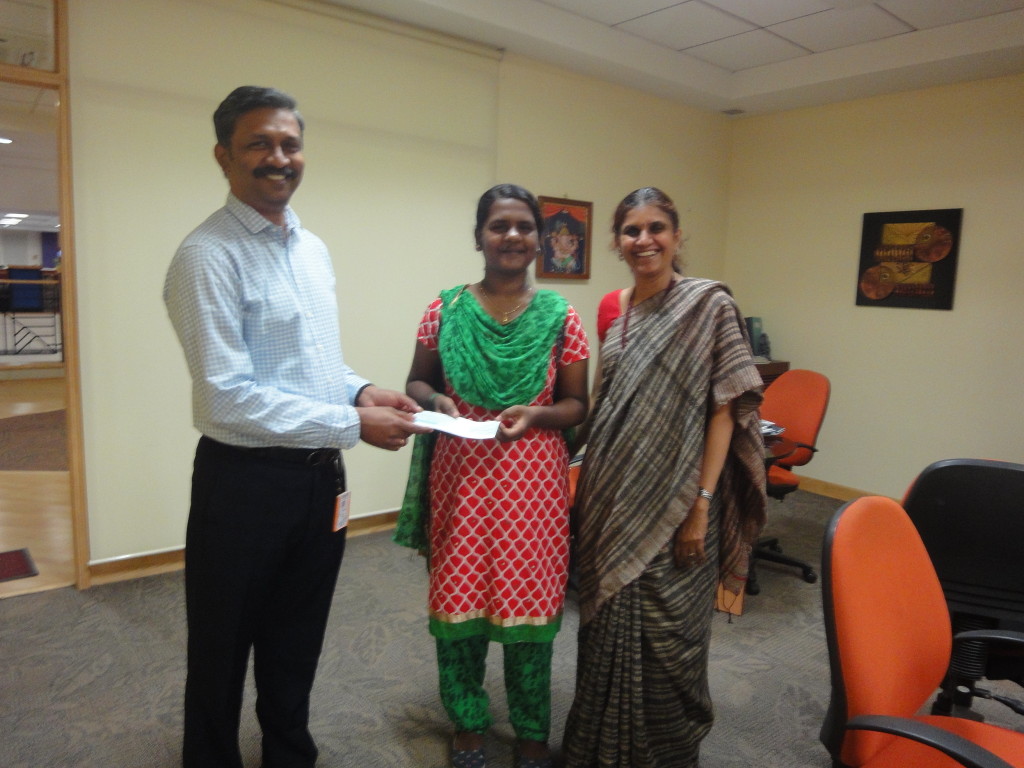 Trustees sponsored college fees to Padmashree for her higher studies of B.Tech EEE at Pondicherry University