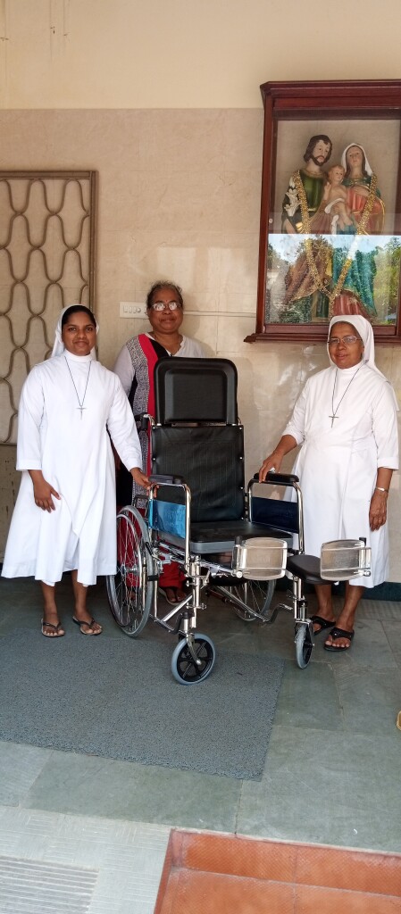 The Trust representative, on behalf of the Trust, donated a wheel chair to Hospice Old Age Home, Pondicherry.