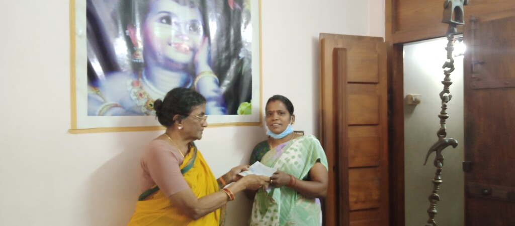 Parent of Trustee, on behalf of the Trust, given an education aid cheque to poor women children’s education support. 