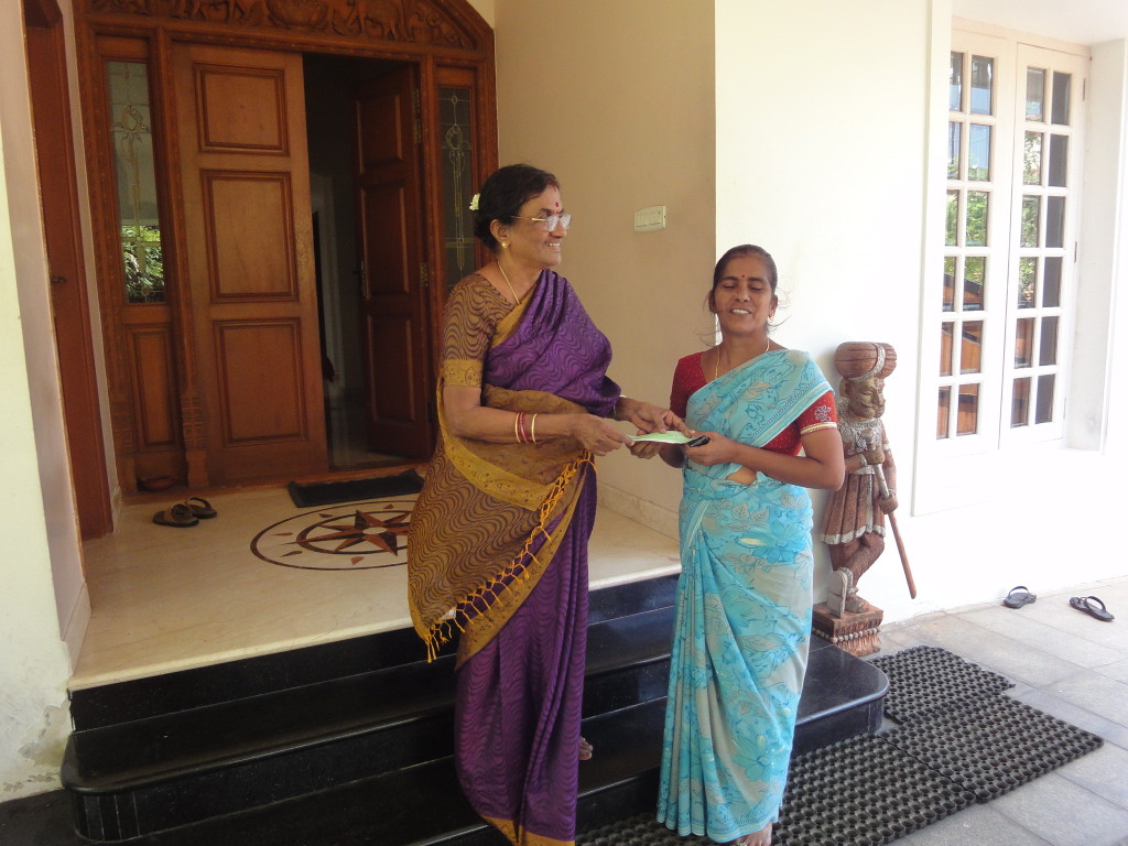 Mother of trustee, on behalf of Sriram Charitable Trust, provided educational aid to Sumathi’s (a hospital assistant) children’s school annual fees. 