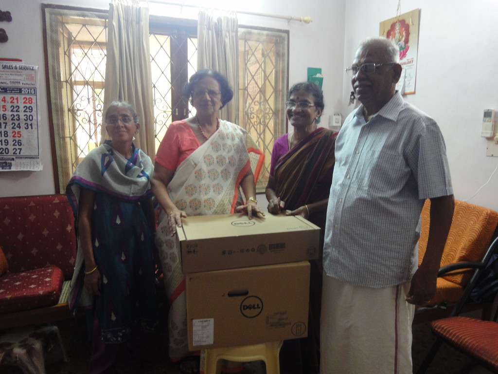 Mr. Devanathan Vasantha, on behalf of Sriram Charitable Trust, handed over a set of new computer to Dr. P. Nalini from Hemophilia Society in Pondicherry