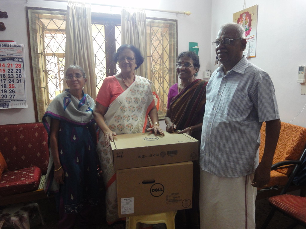 Parents of trustee donated a new computer to Dr. P. Nalini from Hemophilia Society at Puducherry