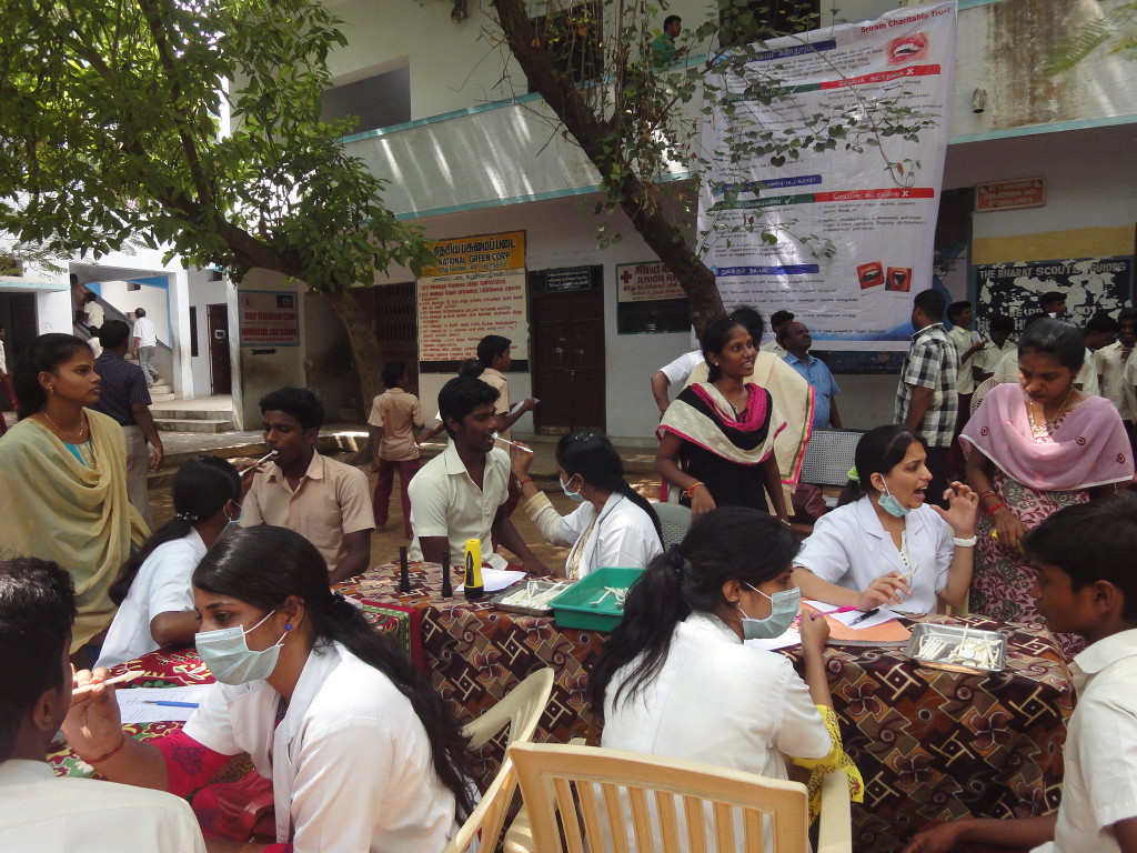 The Trust conducted dental camp for the Hindu Higher Secondary School at Mathuranthagam, with the support of V-Care Hospital, Pondicherry