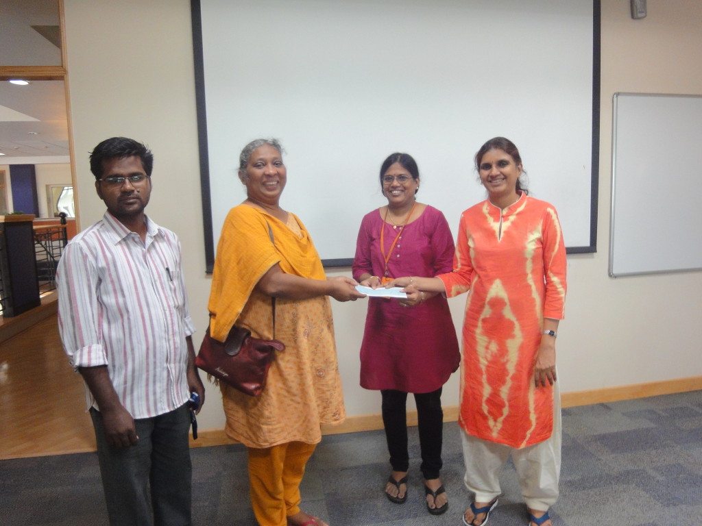 The trustee gave educational aid cheque to Mrs. Alice Thomas, founder of Udhavi Karangal, an orphanage home, for the inmates’ higher studies